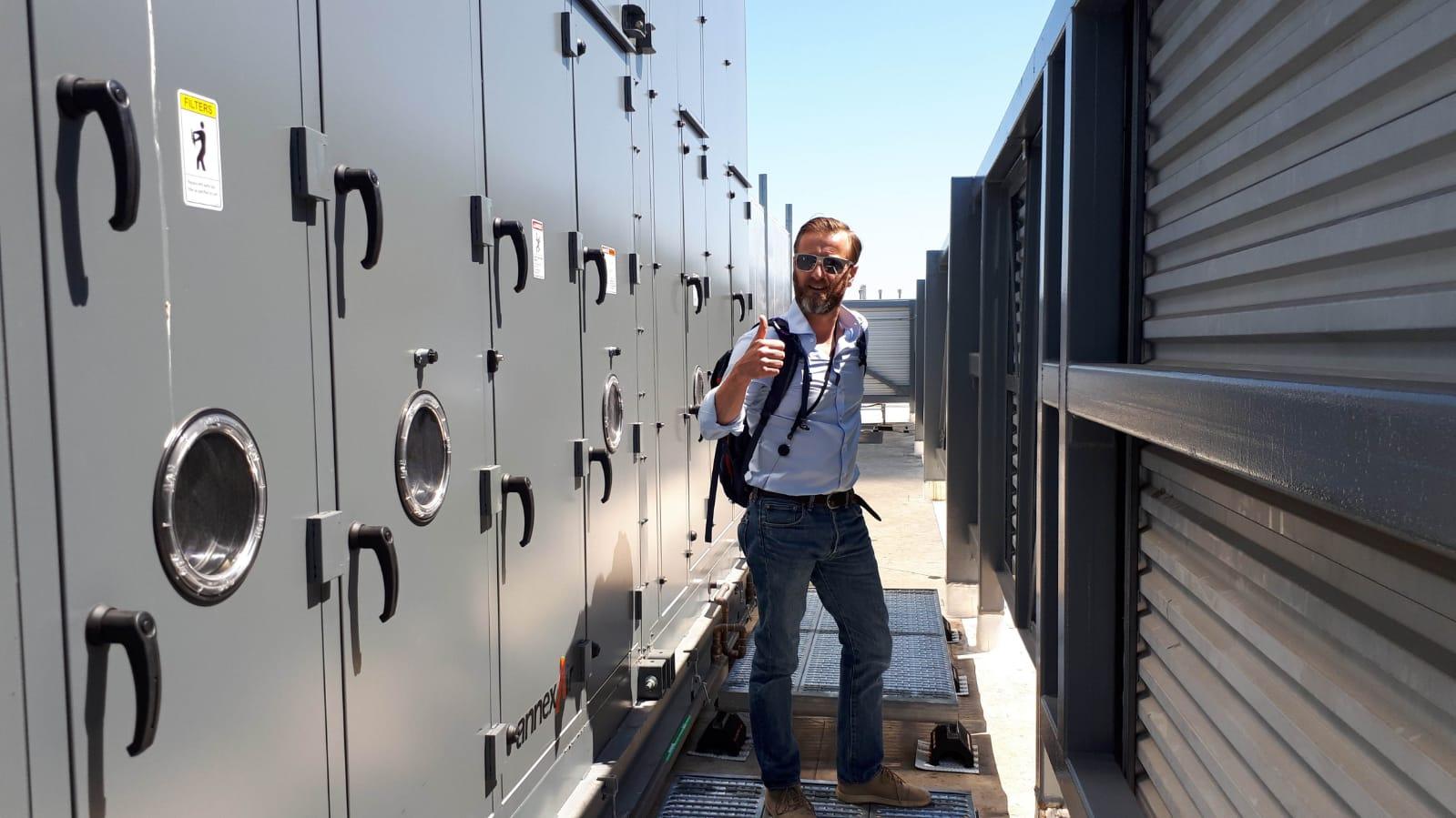 Rooftop mechanical equipment inspection on a California healthcare project